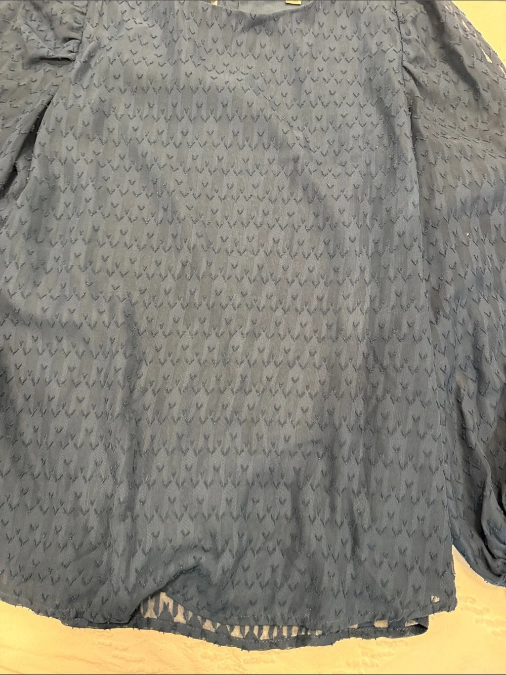 LOFT Blue Textured Long-Sleeve Women's Blouse